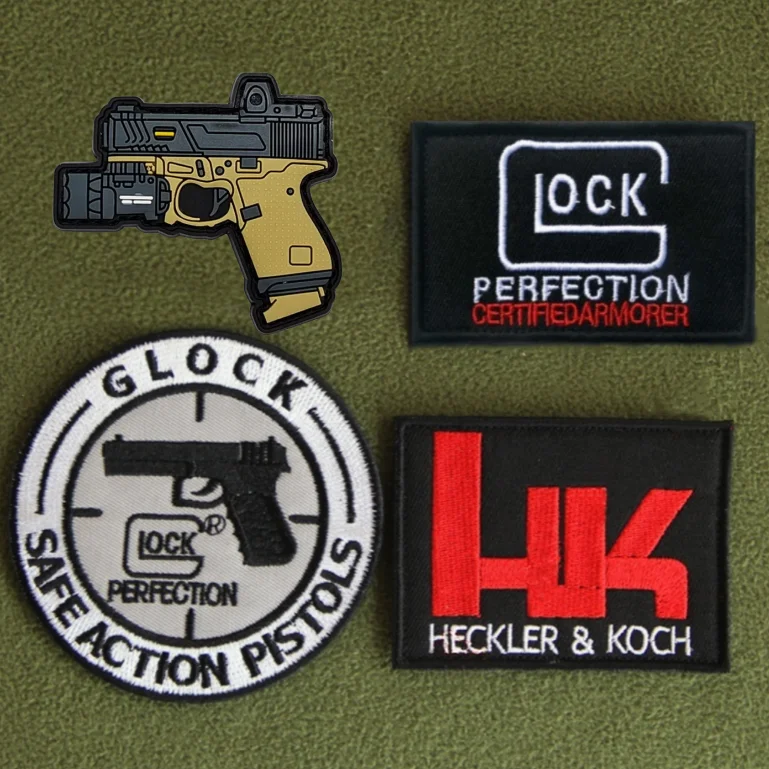 GLOCK HK Embroidered Hook&Loop Patches 3D PVC Pistol Tactical Armband CAPSULE CORP Backpack Hats Decorative Sticker