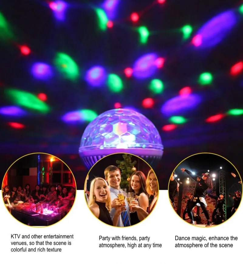 Imagem -06 - Led Rgb Lâmpadas E27 220v 230v Mudança de Cor Rotativa Lâmpada Flash para Iluminação Palco Ktv Discoteca Casa Festa Natal 3w