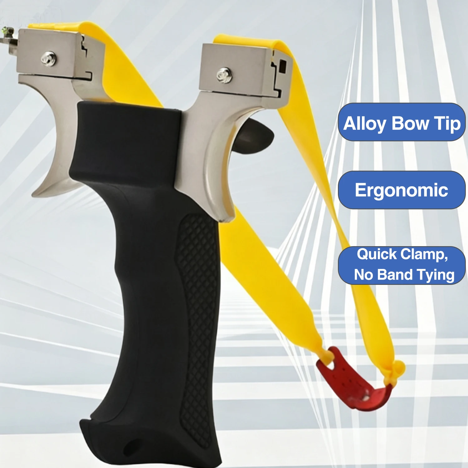 Zinc Alloy Y-Shaped Slingshot Flat Top Clamp Adjuster with Black Ergonomic Finger Ring Handle Outdoor Practice