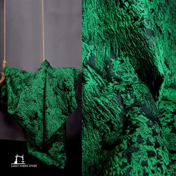 Prairie green creative blended three-dimensional embossed heavy texture jacquard fabric, structured clothing bag designer fabric