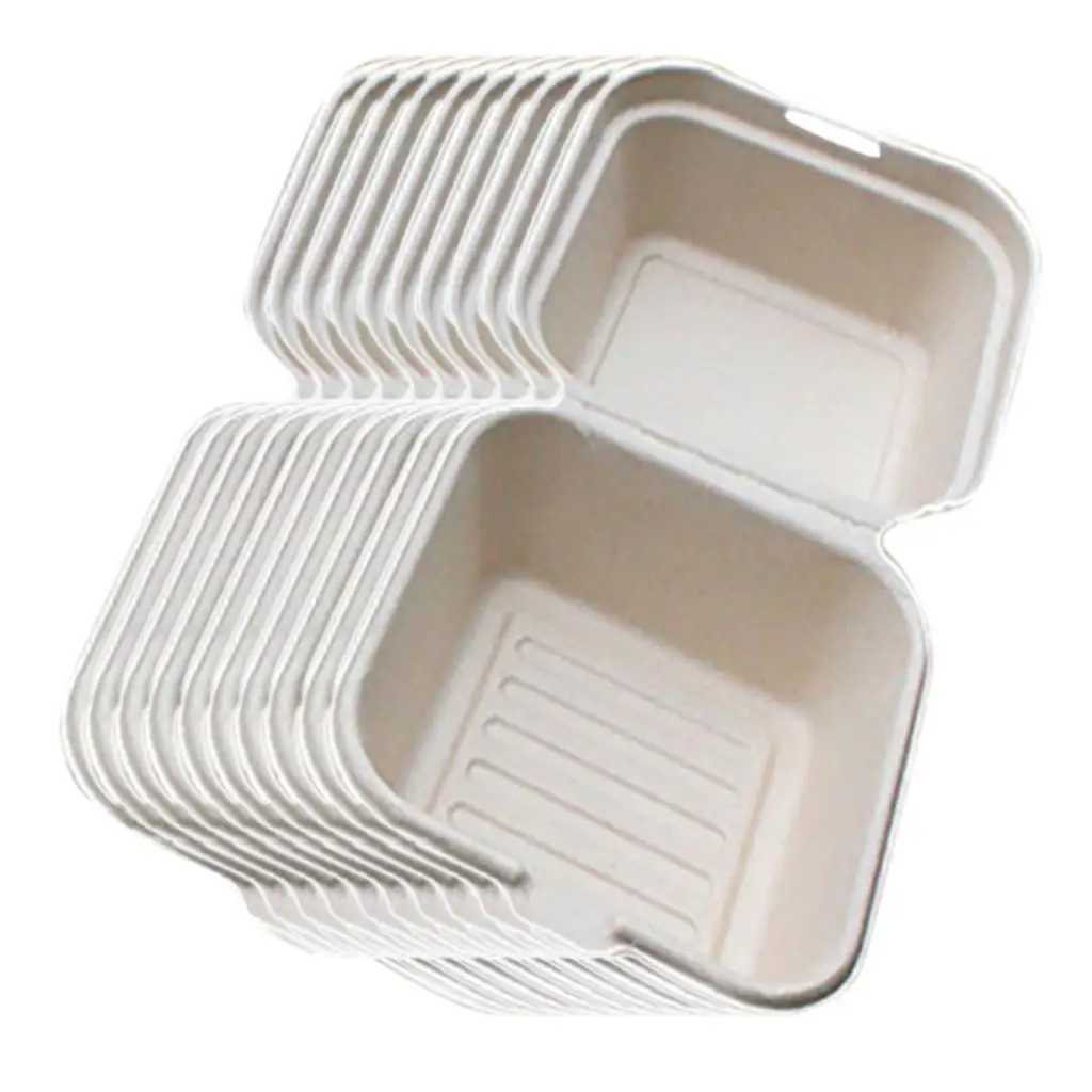 Sandwich Containers Disposable Eco Bento Clamshell Box Sugarcane Fiber for Burgers Lunches Events