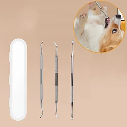 3-Piece Double-Headed Pet teeth Cleaning Kit for Dogs, Tartar & Plaque Remover Tools, Metal tooth Care Set for Oral Hygiene