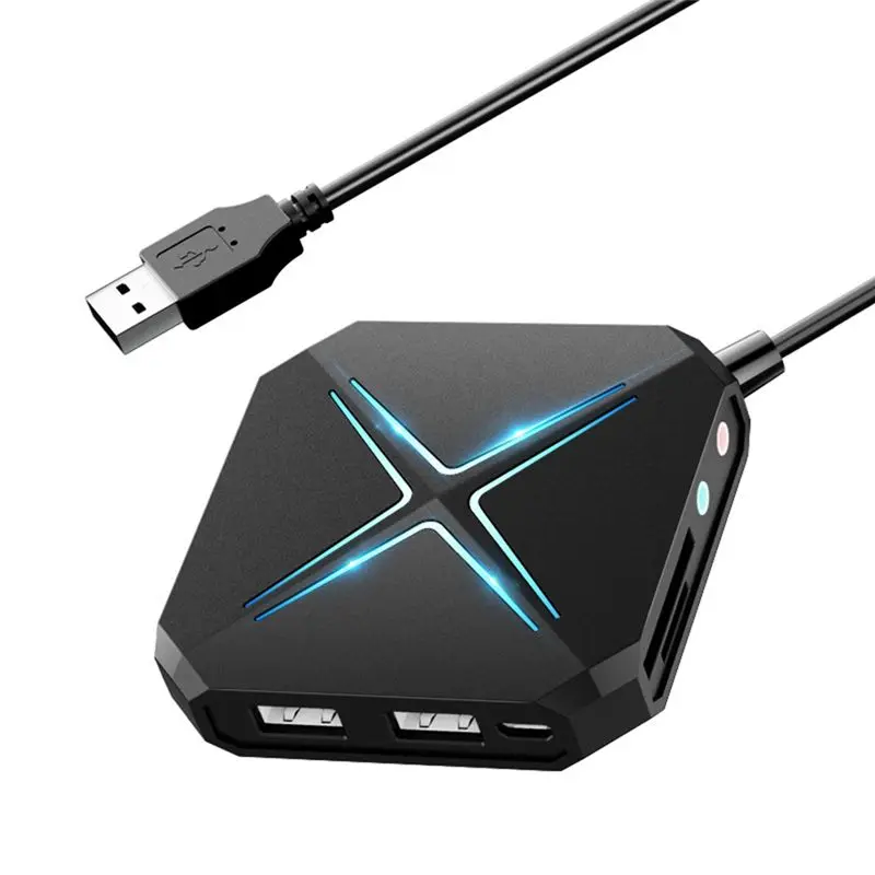 ABGZ USB Hub 3.0 Splitter 1 Drag 6 High-Speed with Sound Card TF SD Card Multi-Function Conversion Expansion HUB