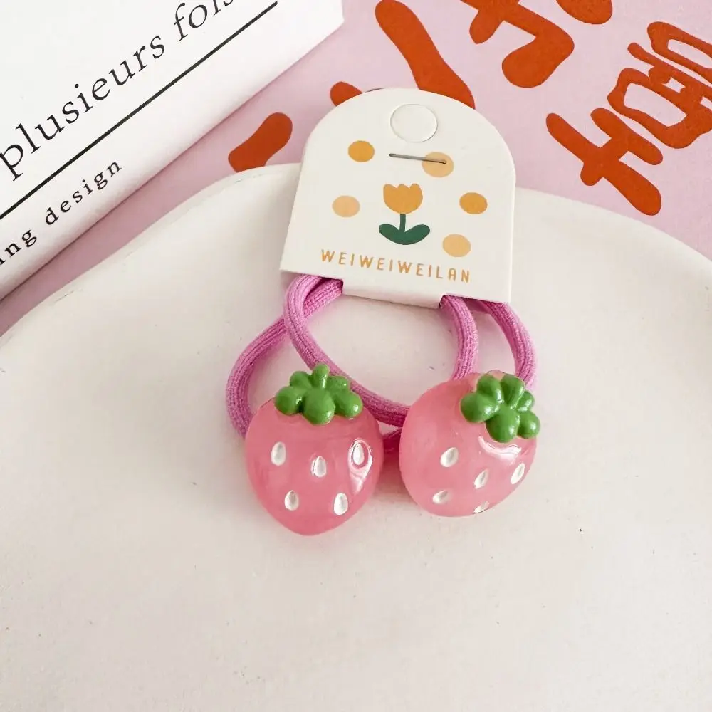 Korean Style Hair Clip Children Hair Scrunchies Strawberry Candy Color Ponytail Holder Peach Hair Accessories Fruit Hair Rope