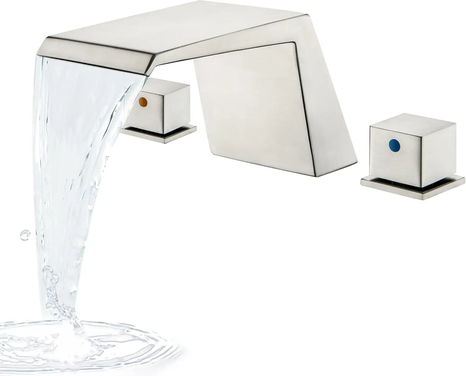 

Roman Tub Faucet, Brushed Nickel Bathtub Faucet Set with 2 Handle Waterfall Tub Faucet for 3 Hole