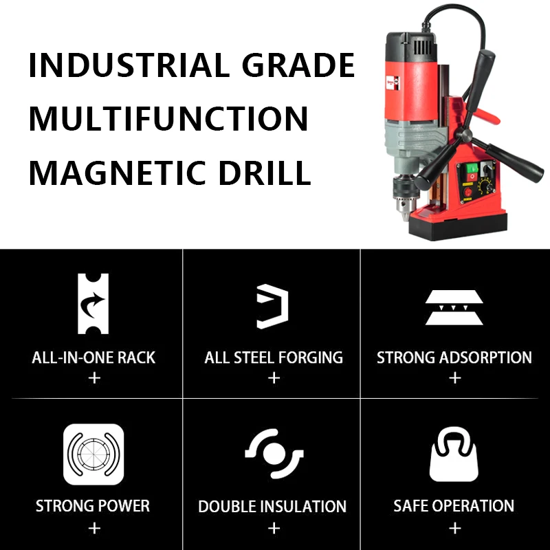 AOCKE AX23/23RE 220V Small Electric Magnetic Drill 1500W Portable Industrial Grade Drilling Machine Professional Tools