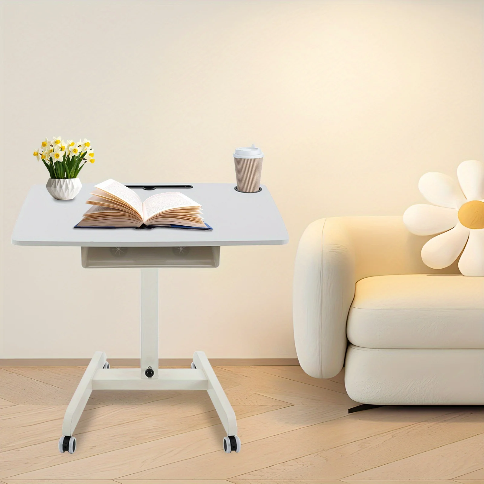 Adjustable Standing Desk with Storage | 22"x32"x44" Mobile Workstation on Wheels