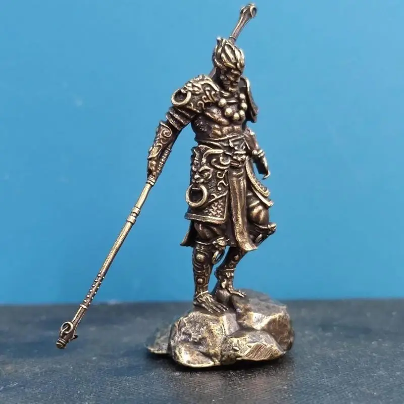 1 Stück Neue Schwarze Mythische Wukong Miniatur-Statue Ornament Metall-Handwerk Desktop-Dekoration – Detail 5