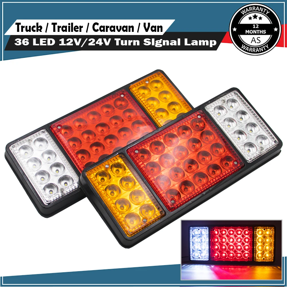 2PCS Trailer Tail Light 36 LED Brake Turn Signals Light Waterproof Tail Lights for 12-24V Truck Trailer RV UTV Camper Van Boat