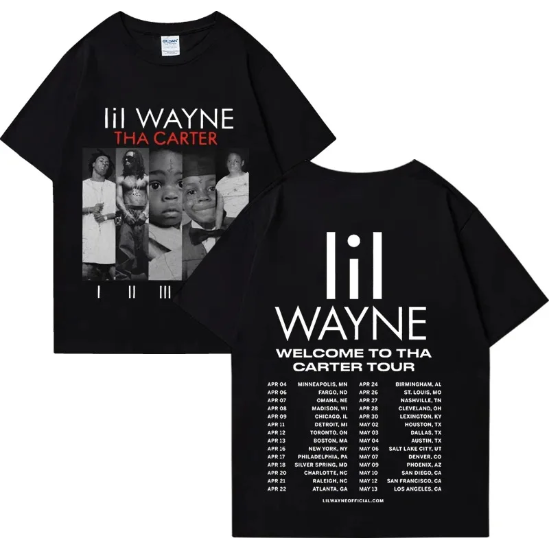 Rapper Lil Wayne Album Printed Men Women T Shirts Hip Hop Oversized Print Short Sleeve T-shirt Casual Unisex Pure Cotton Tops