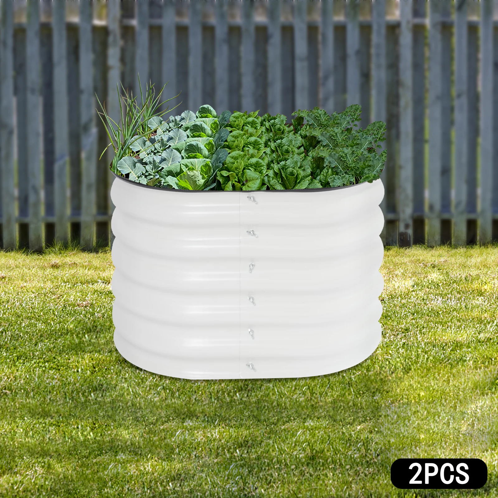 2PCS Raised Garden Bed Aluminum-Zinc Plated Steel Anti-Rust Open-Bottom Planter Box for Vegetables Flowers Balcony Courtyard