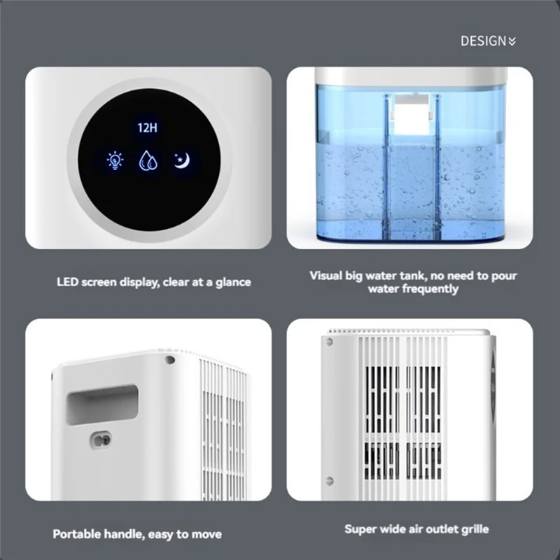 ABRU-Smart Dehumidifier Home Portable 1.7L Large Capacity Suitable For Bathroom Basement With Timing & Color Lights