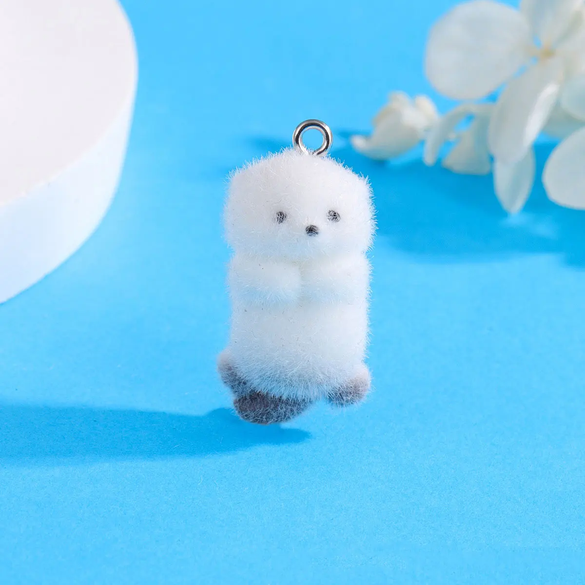 5/10pcs Cute Flocking Sea Otter Resin Charms Animal Pendant DIY Keychain Earring Accessory for Jewelry Making Findings 28*15mm