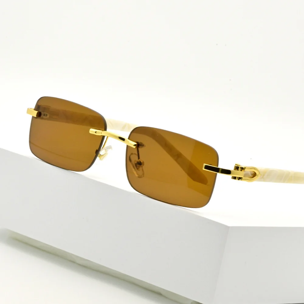 

Fashion sunglasses unisex rimless square lens sunglasses anti-bright light sunscreen travel glasses