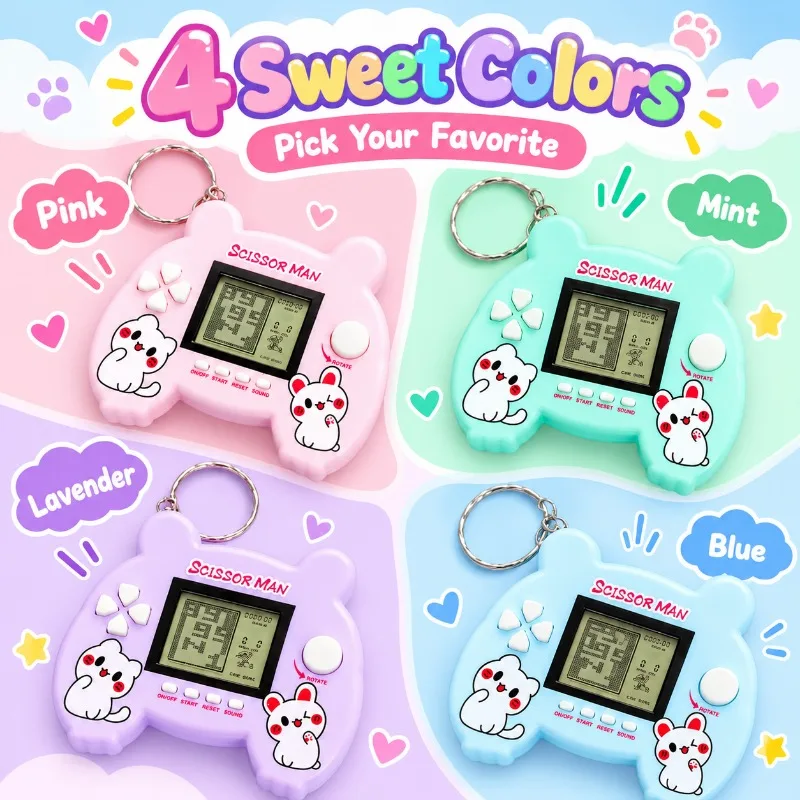 Mini Handheld Electronic Game Keychain Cartoon Classic Brick Game Console Portable Backpack Charm Toy