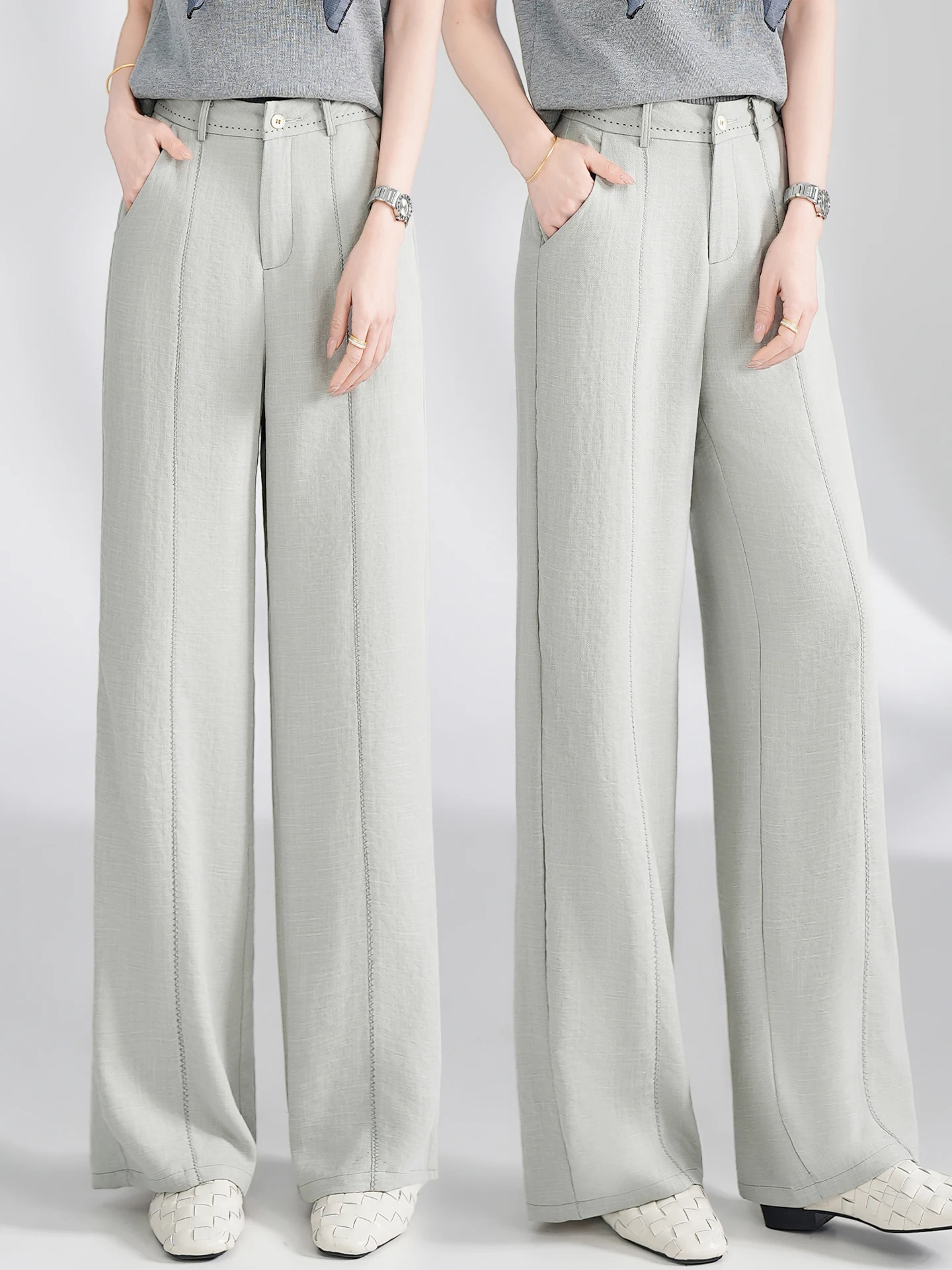 

High Waist Straight Leg Cotton Linen Blend Casual Pants Women's Summer Thin New Style Loose Fit Trousers Wide Leg Pants