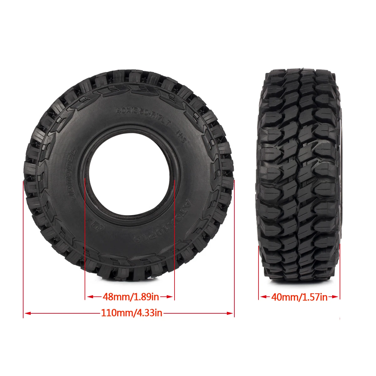 110*40mm gumowa opona 4 szt. 1.9 \'\'opony do kół terenu skalnego do 1/10 RC samochód terenowy Axial samochodu SCX10 90046 TRX4 Element Enduro D90 TF2