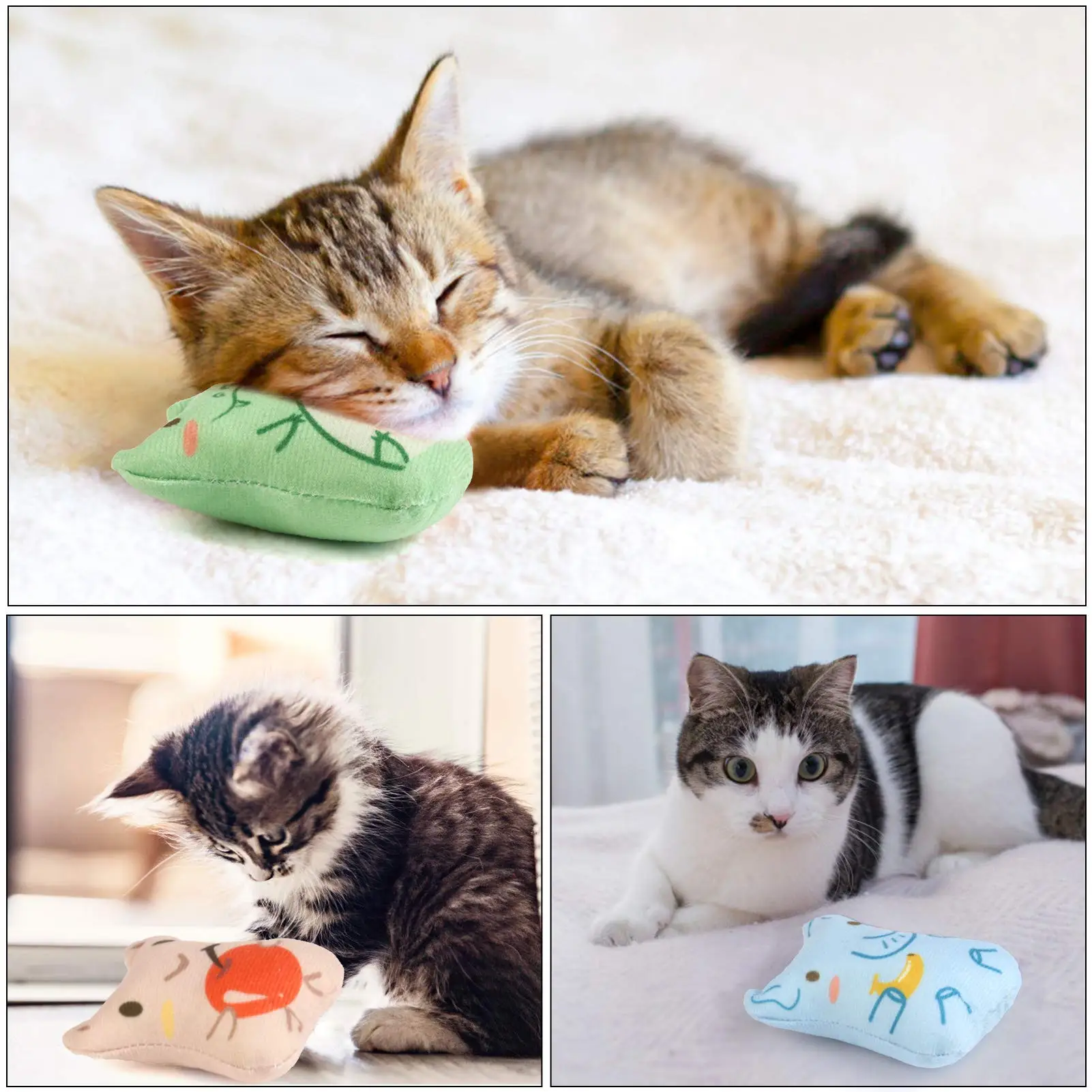 Dorakitten Catnip Toys for Indoor Cats - 5PCS Plush Cat Chew Toys Teething Interactive Catnip Filled Kitten Toy Soft Pet Toy