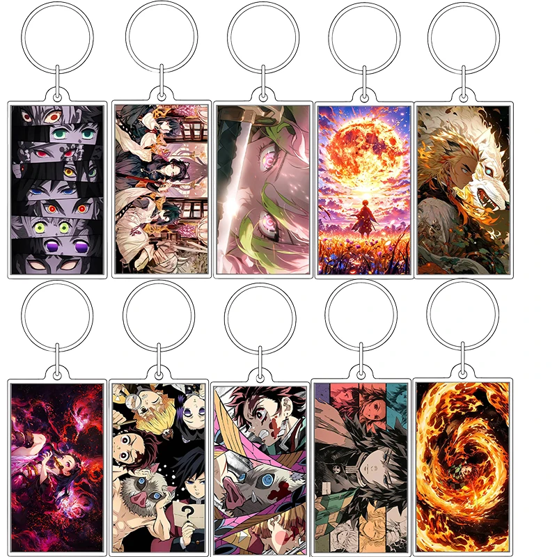 Anime Demon Slayer Katana Cartoon Collection Acrylic Keychain Kimetsu No Yaiba Mitsuri Japanese Figure Pendant Charm Decor Gifts