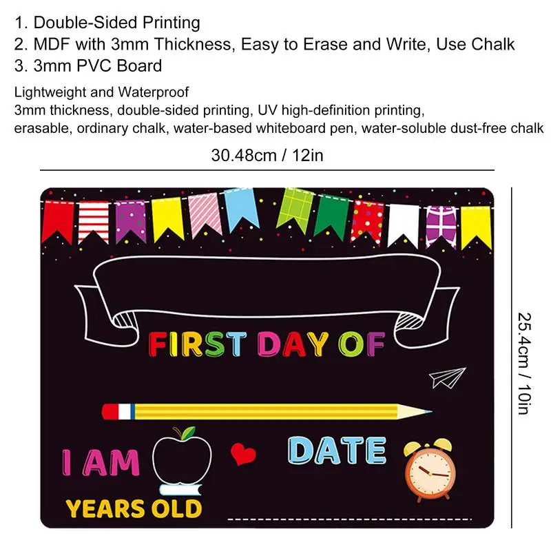 Back To School Chalkboard 10 X 12 Double-Sided Back To School Sign Reusable Back To School Sign Photo Prop Back To School