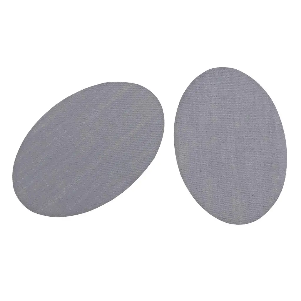 2-4pack 1 Pair Oval Iron/Sew On Patches Elbow Knee Repair Sewing Applique Grey