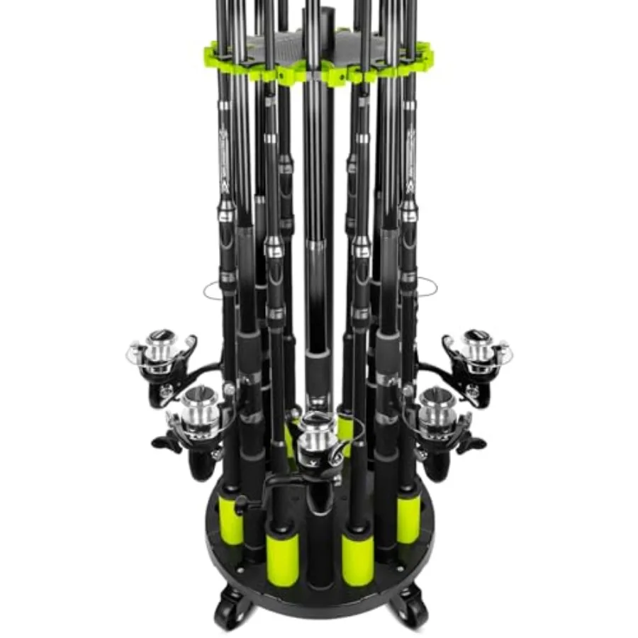 Fishing Rod Holder for Garage, Fishing Pole Holders Rod Rack, Holds up to 20 Rods with Rolling Wheels, Fishing Gear Equipment S