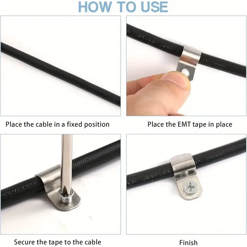 50pcs Motorhome Metal Pipe Cable Fixing Clamps U-Shaped Stainless Steel Clips Hooks For Dia. 6-7mm Pipe RV Camper Accessories