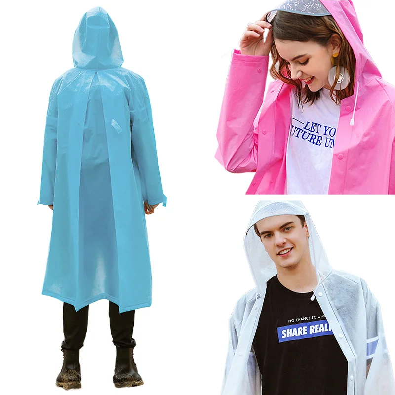 

One-Piece Eva Raincoat with Hat Brim Adult Outdoor Tourist Mountaineering plus-Sized Raincoat Poncho