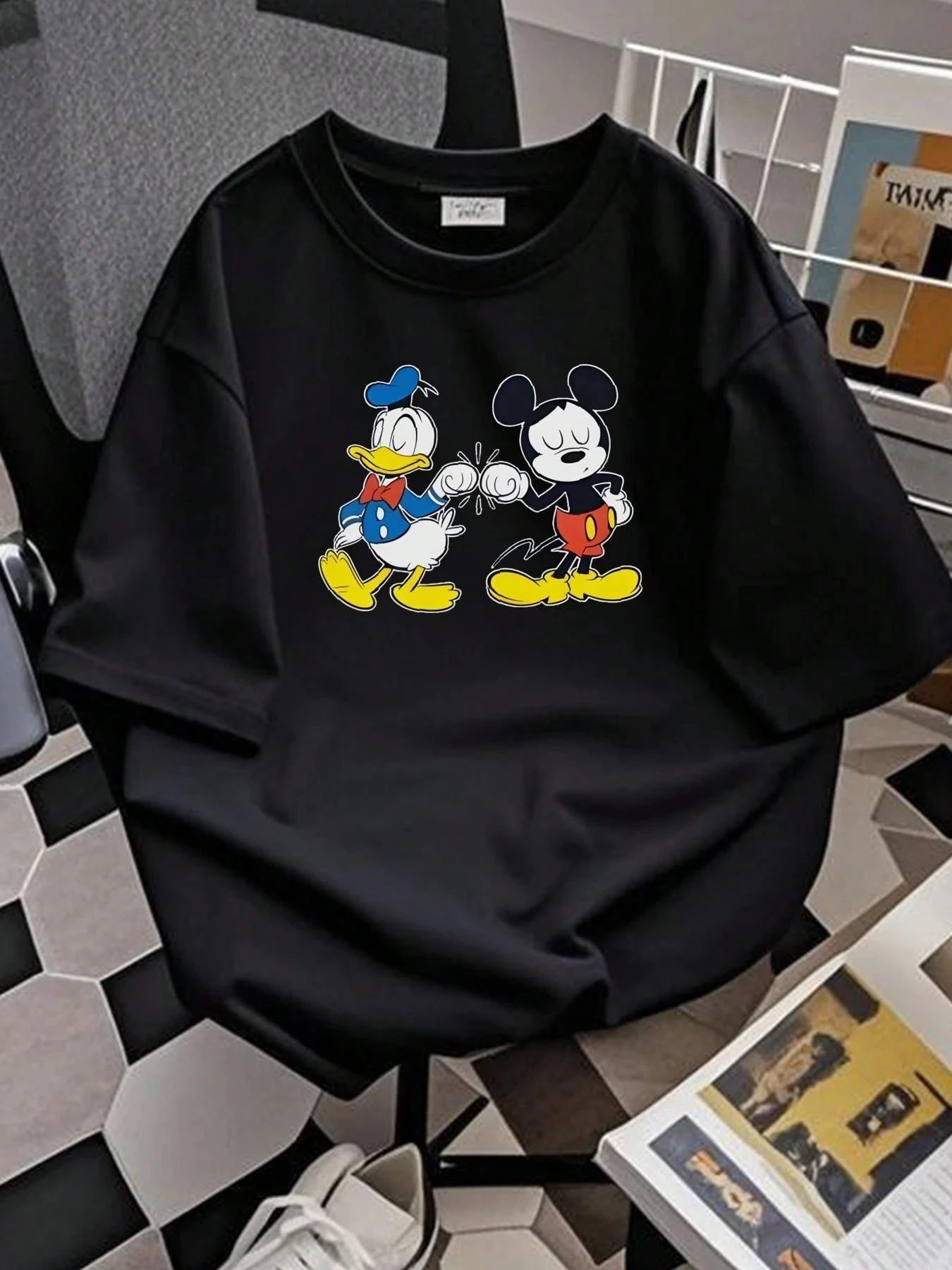 

Disney Cotton Mickey Mouse And Donald Duck's Best Friend T-Shirt Comfortable Casual Style Women's T-shirt Unisex Clothing Tees