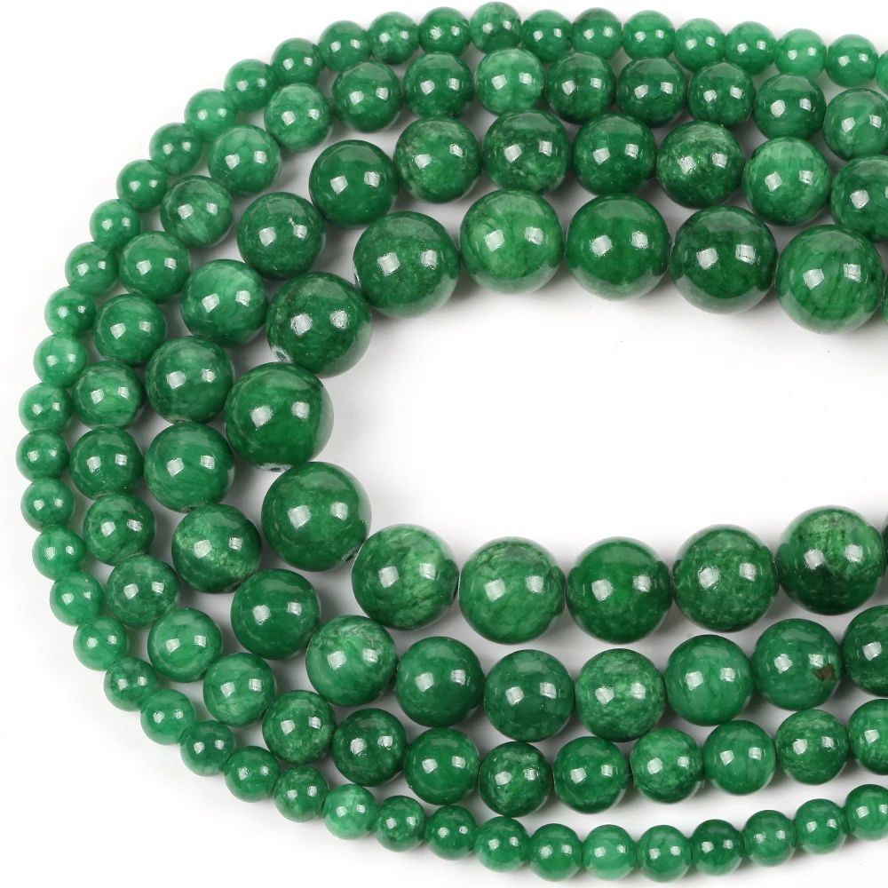 Natural Mi Huang Green Jades Stone Beads Round Loose Spacer For Jewelry Making DIY Bracelet Handmade 6/8/10mm