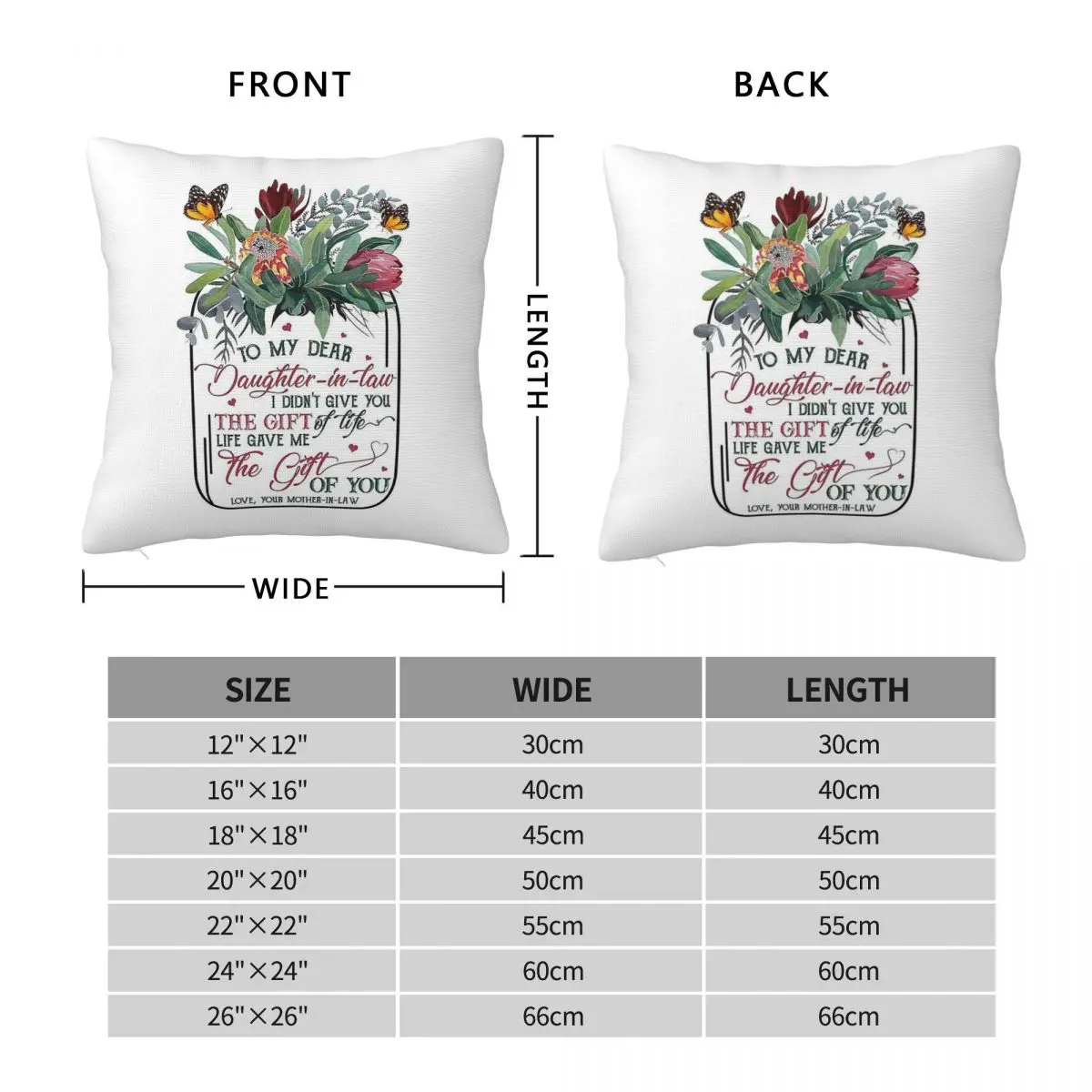 Daughter-In-Law Protea Gift Of Life Pillowcase Polyester Linen Velvet Printed Zip Decorative Throw Pillow Case Sofa Cushion Case