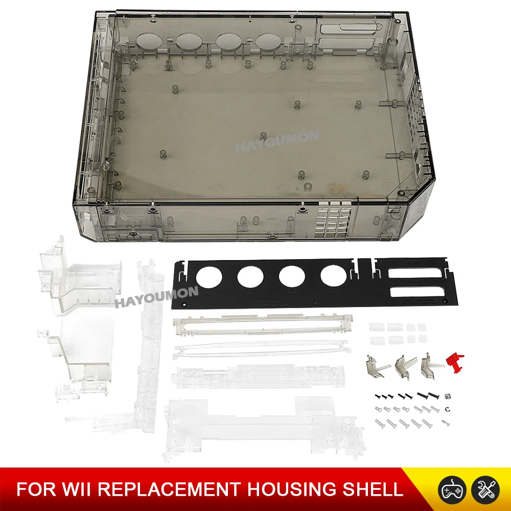 NEW Full Set For Wii Full Case Cover Housing Shell With Buttons Transparent Black Color Housing Shell Case For Wii Gaming Consol