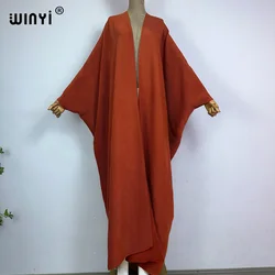 WINYI zimowe maxi poncho sukienka plisowana plażę nosić eleganckie afrykański sweter na wakacje długie kardigany dla kobiety luźne kimono