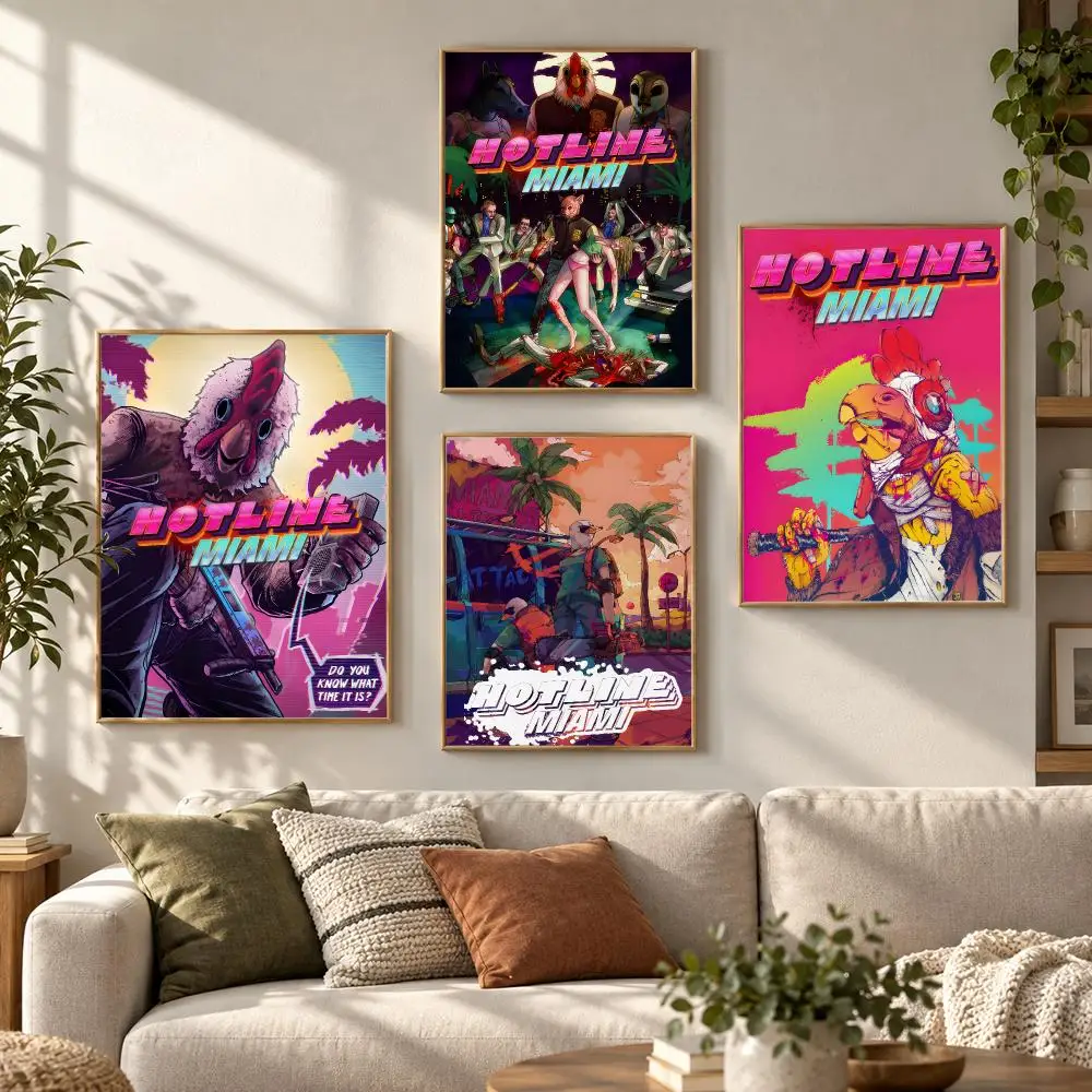 Video Game H-Hotline Miami Poster HD Waterproof Aesthetic Wall For Home Decor Trendy Durable Easy To Apply Art
