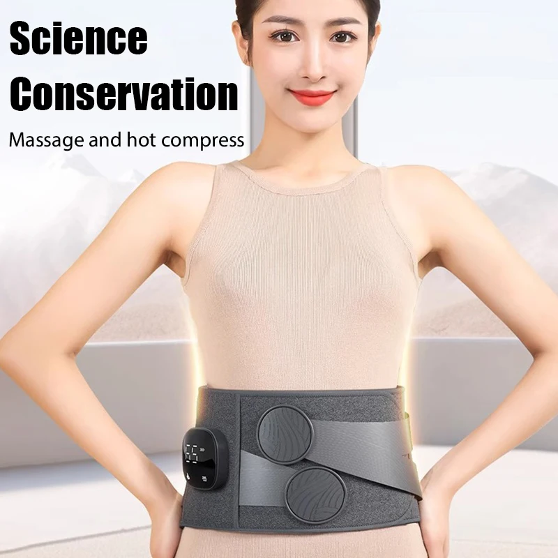 Heat Waist Belt Brace Massage Waist Vibration Hot Compress Massager Lumbar Care Promote Blood Circulation Relax Muscle