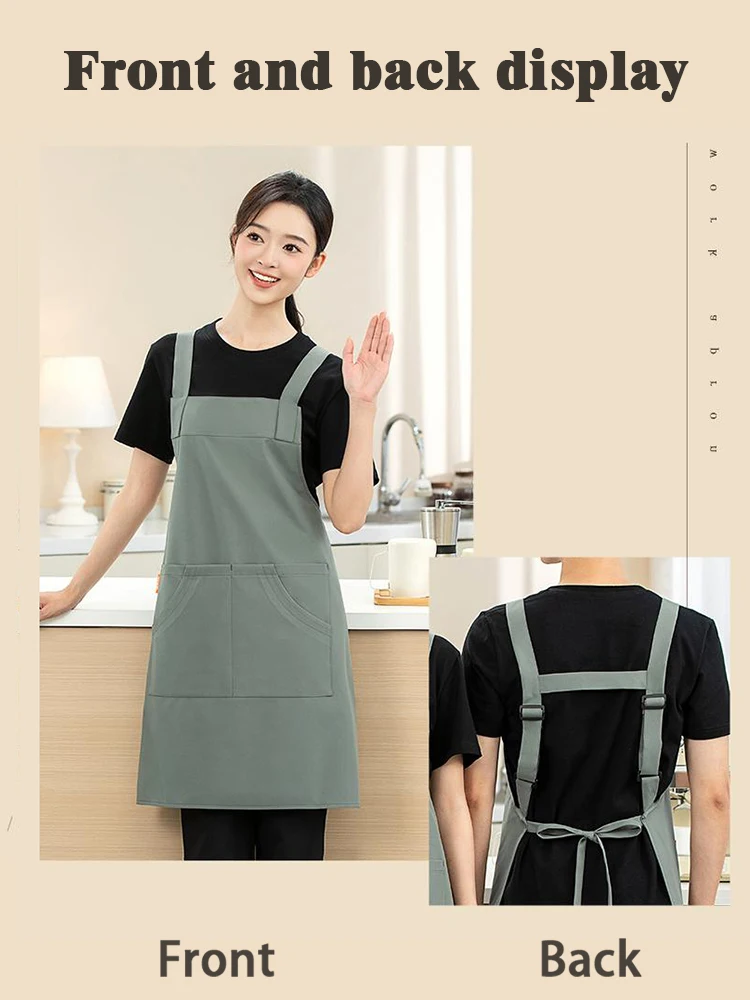 Apron Kerja Profesional dengan Tali Silang, Nyaman di Bahu, Bahan Bernapas dengan Penyesuaian Fleksibel untuk Pemakaian Lama di Dapur yang Panas