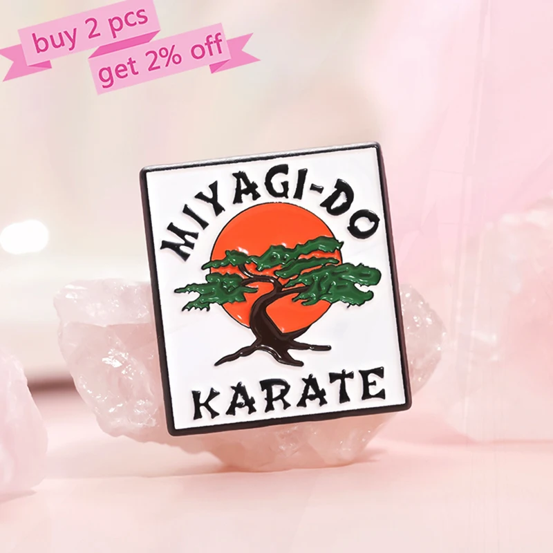 Arts Fan Pines Lapel Badges Cartoon Jewelry Gift for Kids Friends Miyagi-Do Karate Enamel  Brooch Custom Martial