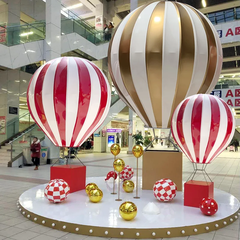 Customized layout of sales department shopping mall props DP point large ornaments hot air balloon decoration