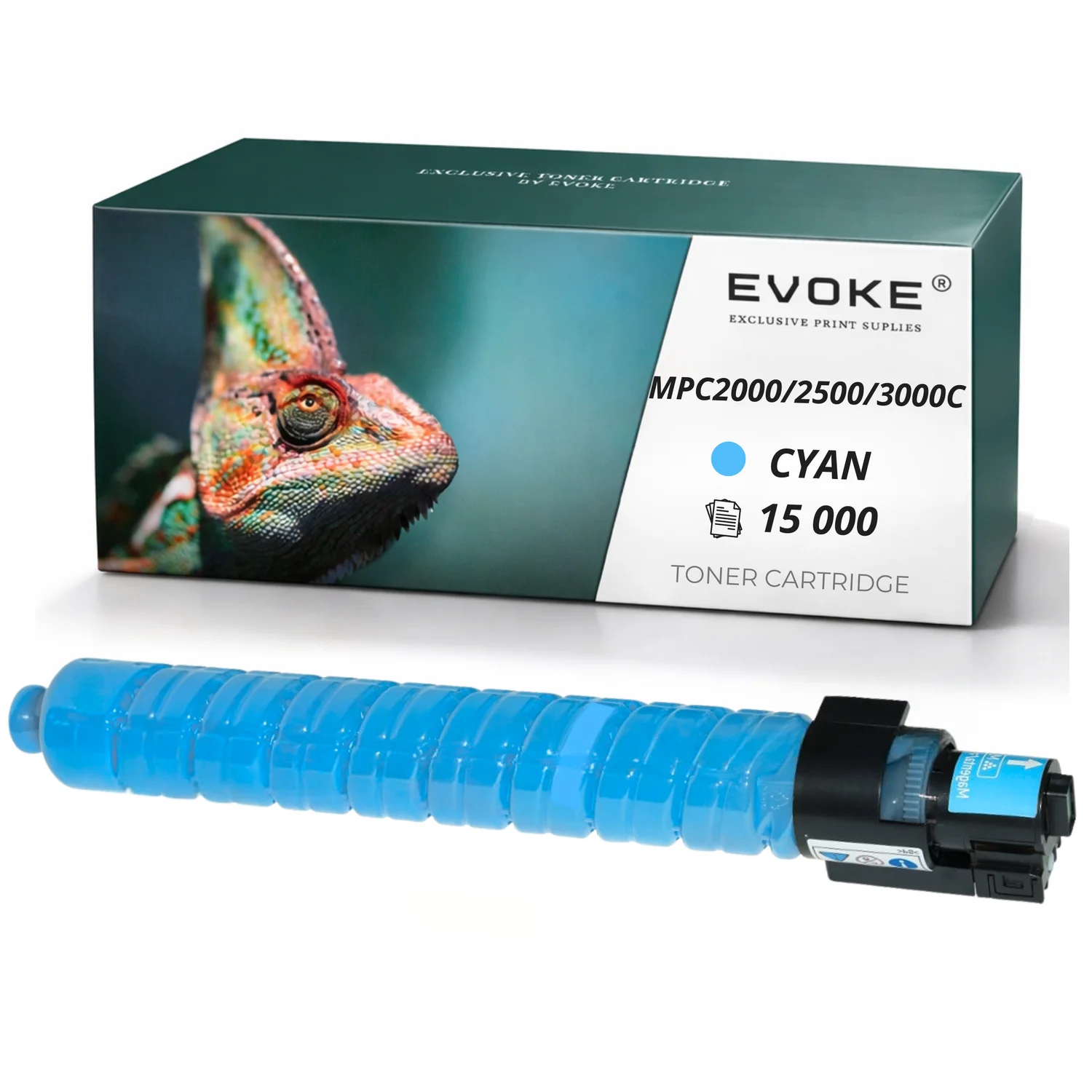 Evoke compatibele toner voor Ricoh Mpc-2000 2500 3000C Mpc2000C Mpc2500C Mpc3000C Mpc2000 Mpc2500 Mpc3000 888643 884949 842033 Cyaan 15000 pagina's Aficio Mp C2000 C2500 C3000