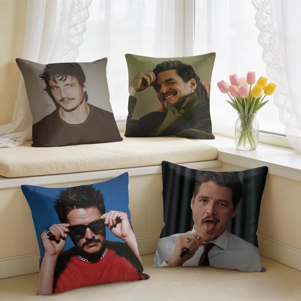 P-Pedro Pascal Daddy Cushion Cover Square Short Plush Pillow Case Living Room Sofa Home Decor Funda 40X40
