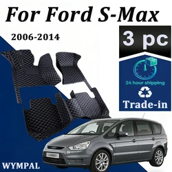 Car Floor Mats For Ford S-Max MK1 2006~2014 7seat Anti-dirt Pads Full Set Waterproof Floor Mat Non-slip Carpets Car Accessories