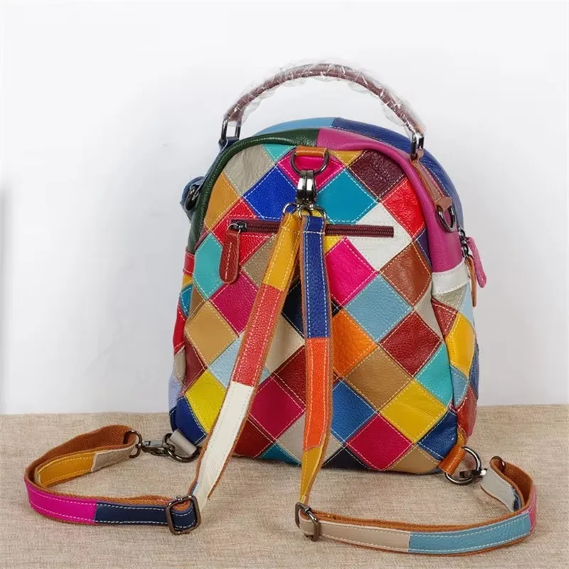 Мини-женский рюкзак высокого качества из натуральной кожи, модный рюкзак в сетку контрастного цвета, небольшой рюкзак, женская сумка для отдыха