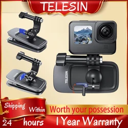 TELESIN 360° Rotation Magnetic Backpack Clip Clamp Mount for GoPro Hero 11 10 9 8 7 6 5 Insta360 DJI Action Camera Accessories