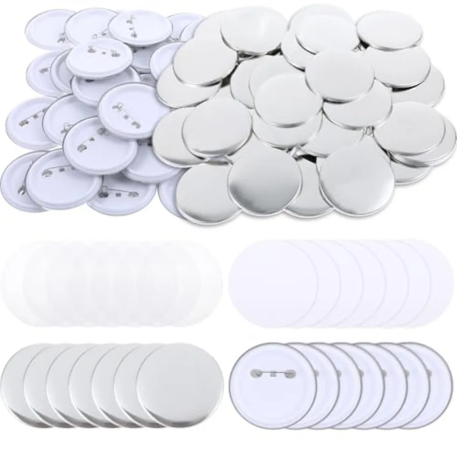 

200 комплектов принадлежностей для изготовления пуговиц, 58 мм, 2,28 дюйма, металлические пустые детали для изготовления булавок, круглые булавки для значков с пустой бумагой, металлическая крышка