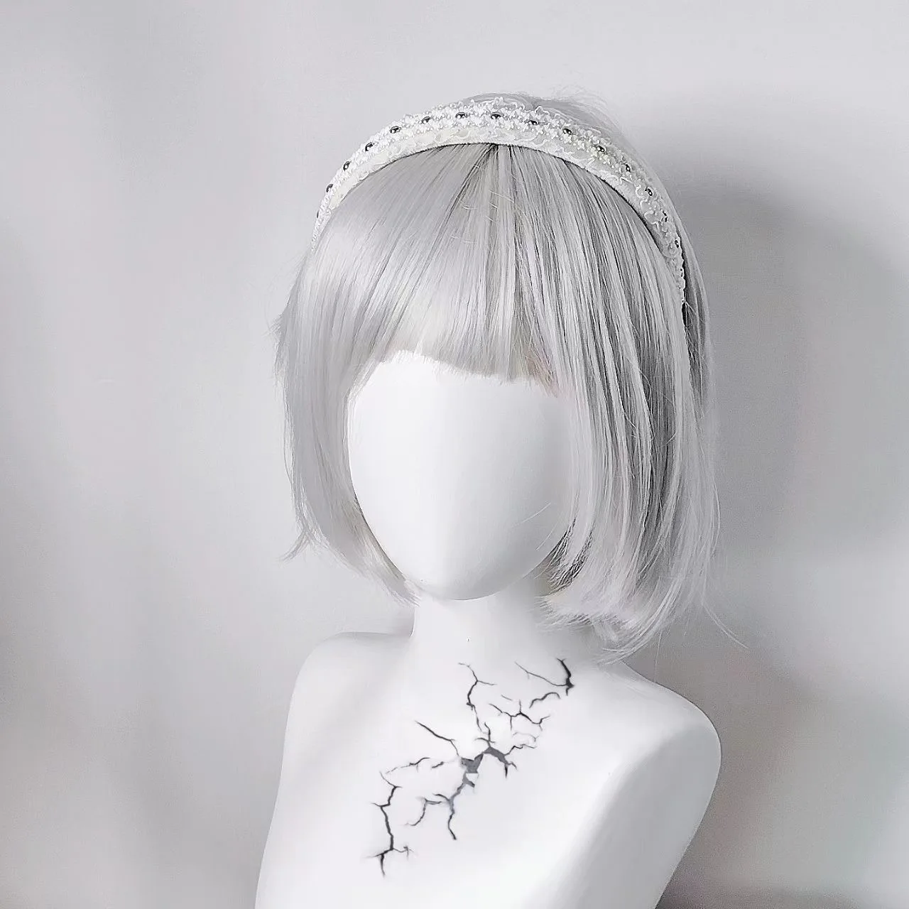 サブカルチャー ホワイト リベット ヘッドバンド レース スウィート ヘア プレス ヘッドピース マイノリティ スパイシー ガール ヘッド オーナメント