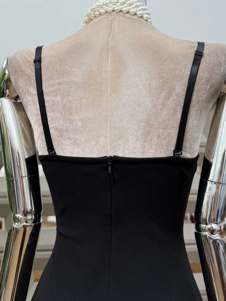 Dfdg feminino primavera verão preto cami espartilho vestido bodycon midi elegante festa formal wear 2025 na moda vestido de moda feminina