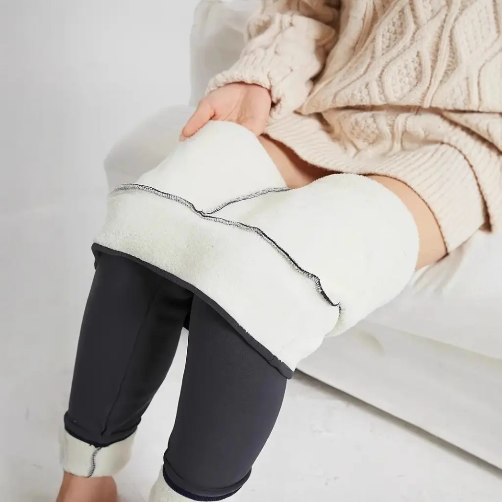 Hoch taillierte, verdickte Sport-Leggings für Damen, einfarbig, lässig, elastisch, schmale Passform, Yogahose