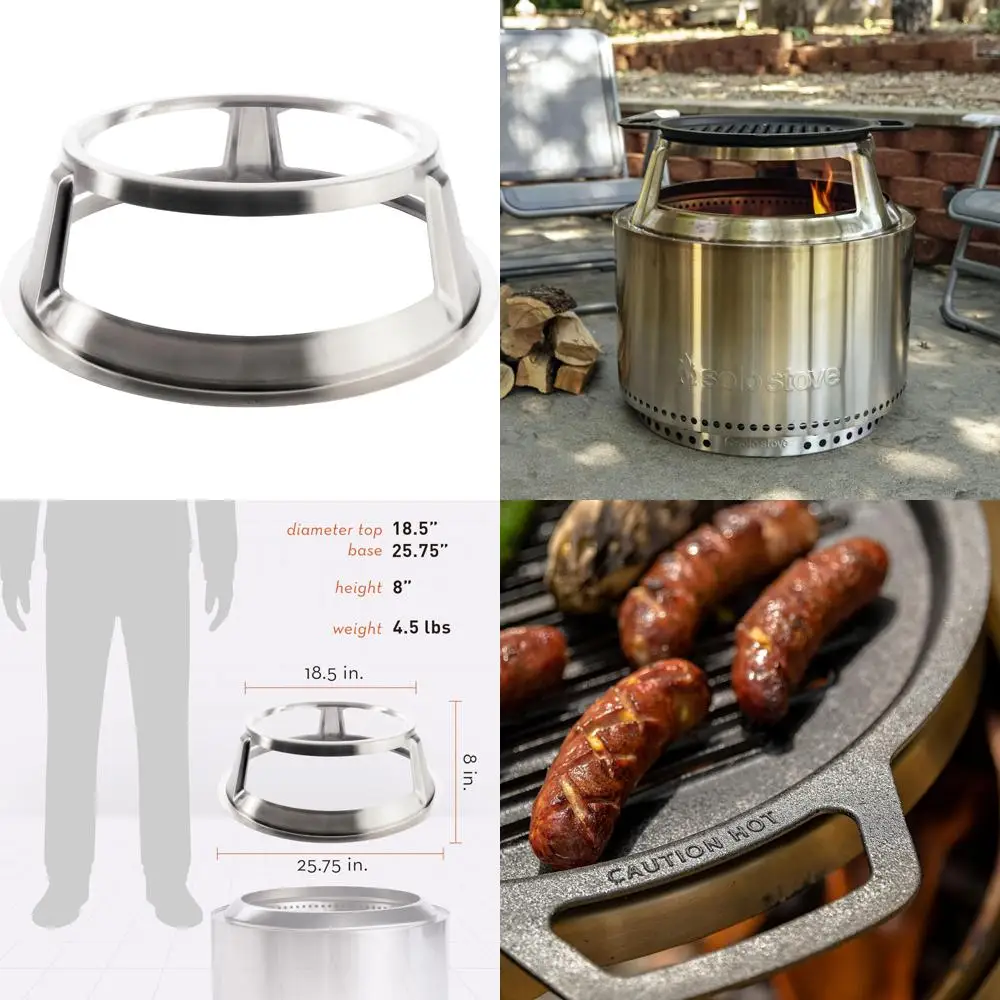 

stainless steel fire pit hub, 20cm height, 3 stabilizers, 2kg weight