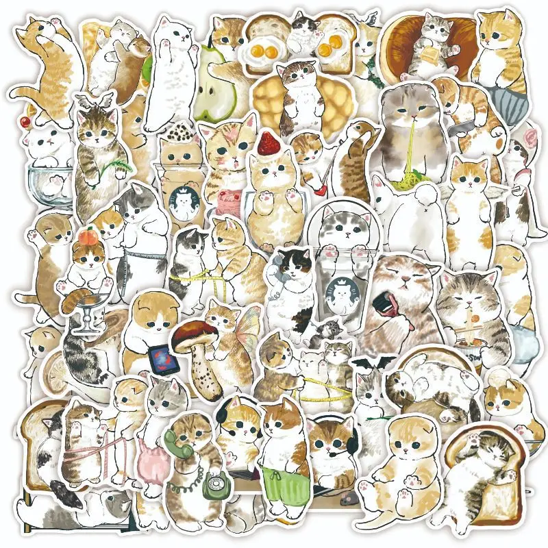 10/30/50Pcs Travel Cat Stickers Waterproof Decal Laptop Motorcycle Luggage Snowboard Fridge Car Pegatinas