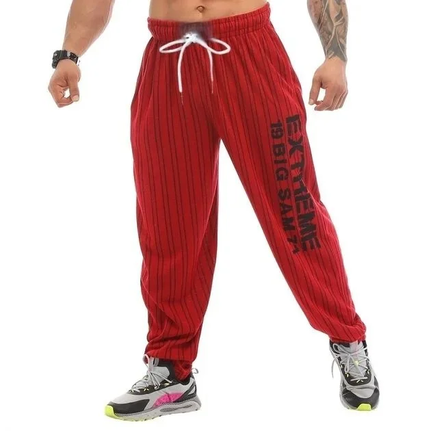 Y2K Sport Schnelltrocknende Hose Unisex Sommer Vertikal Gestreift Buchstabengrafik-Druck Lose Jogginghose Streetwear Fitness Lange Hose – Detail 9